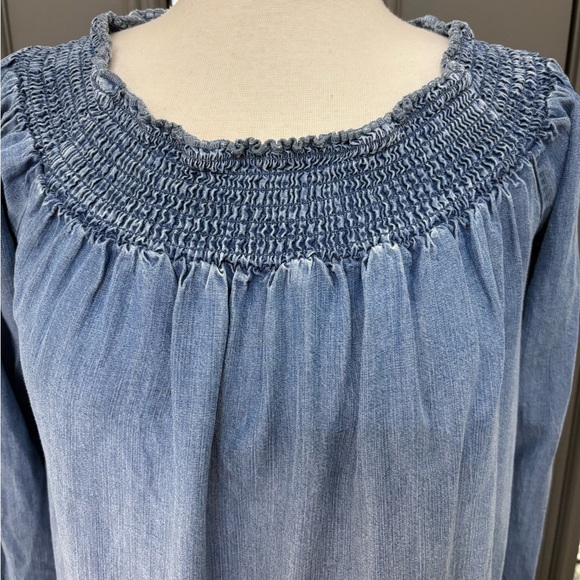 Isabel Maternity Soft Lightweight Chambray Pregnancy Dress On/Off Shoulder XL - Picture 6 of 9